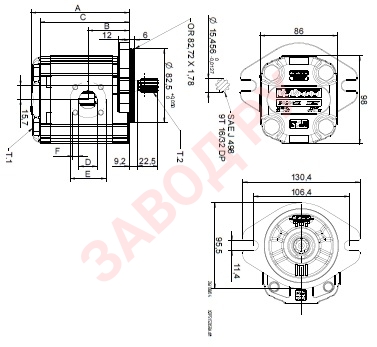 Габаритно-присоединительные размеры насоса XV2P/11(X2P4751IBBA)