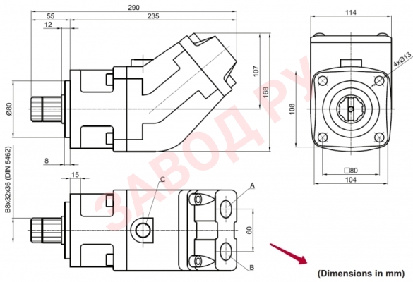 Размеры насос-мотора ( 32) MBI30М