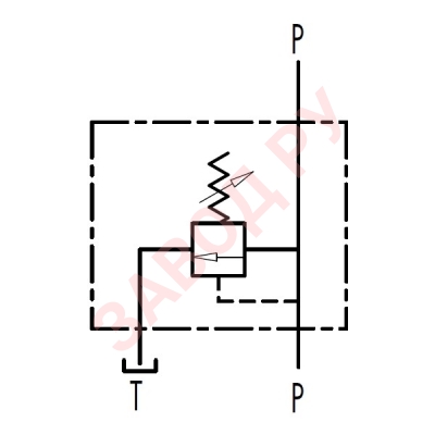 Гидравлическая схема клапана предохранительного 3/4 VMP 80-300 BAR (V0720/300)