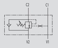 Гидравлическая схема одностороннего тормозного клапана 3/4 VBCD SE/VOSEG3/4Y1