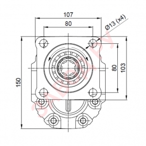 Шестерённый гидравлический насос B34T61, ABER, серия B3, фланец: ISO 7653 (EN), вал: DIN 5462