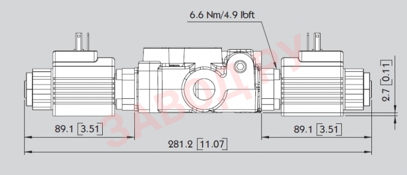 Размеры гидрораспределителя MB-3/1S-3/18ES3/G-3/M3-24VDC