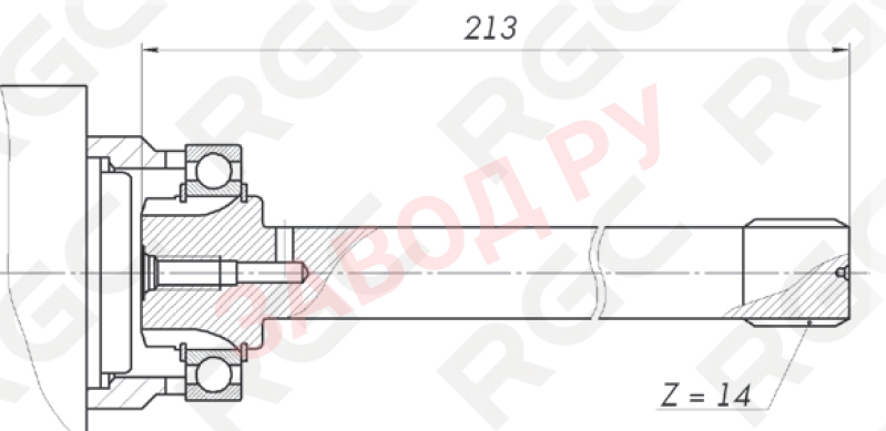 Размеры вала VK4001 KIT ZF 16S181 DENTED Z=14