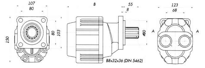 Габаритно-присоединительные размеры гидронасоса 105 B34Т105 EN