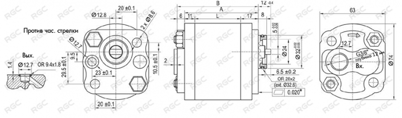 Габаритно-присоединительные размеры насосов С RG Габаритно-присоединительные размеры насосов С RG