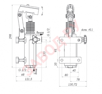 Присоединительные размеры насоса HP-70S/PM-70P