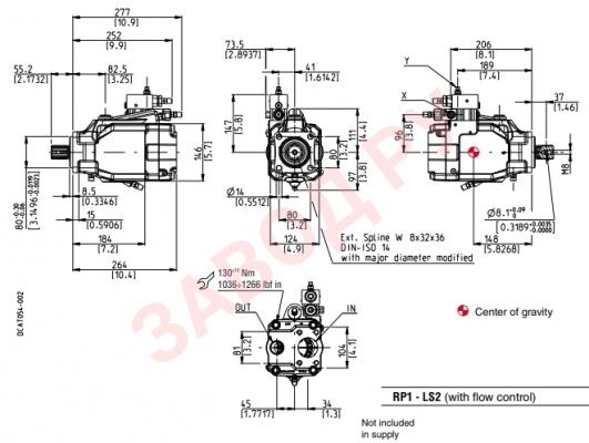 Габаритно-присоединительные размеры насоса TVP 60.84 S-16 Z0-P MF/OF-N-RP1-LS2-G