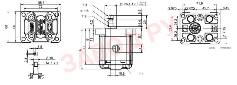 Габаритные размеры гидронасосов vivoil vivolo XP105