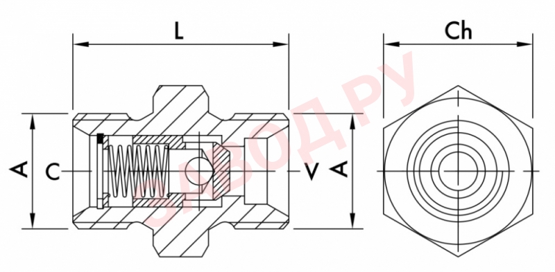 Размеры 1/2 VU MM (V0614/1) ш/ш / VUN 120-SF-1