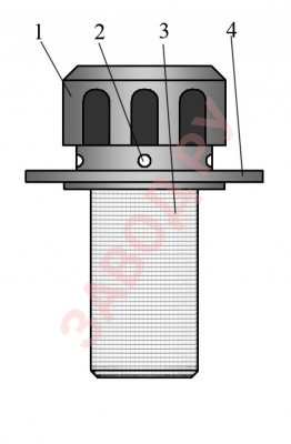 На рисунке показана заливная горловина с фильтрующей сеткой.