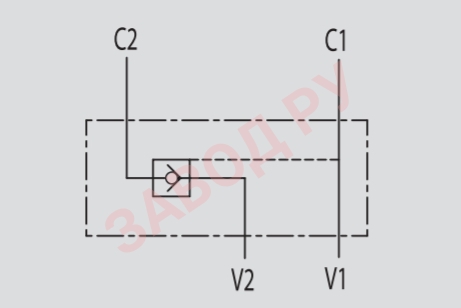 Гидравлическая схема гидрозамка 3/8 VBPSE A (V0274) Гидравлическая схема гидрозамка 3/8 VBPSE A (V0274)