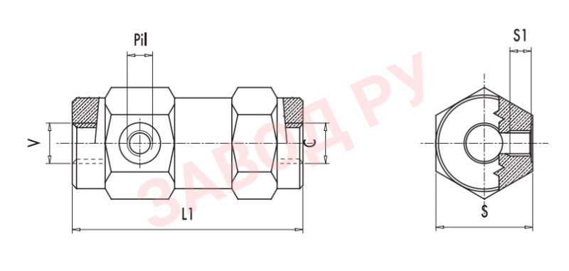 Размеры гидорзамка 3/8 VBPSL/VBPSE-G3/8