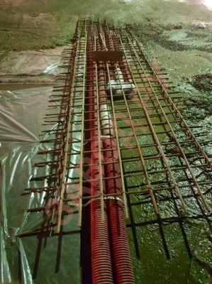 Укладка кабельной канализации 110 Укладка кабельной канализации 110