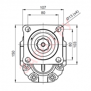 Шестерённый гидравлический насос B34GTR102, ABER, серия B3, фланец: ISO 7653 (EN), вал: DIN 5462