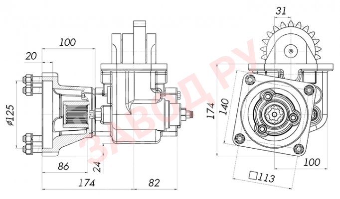Габаритно-присоединительные размеры КОМ МАЗ PF19058/15 под 310.3.56 