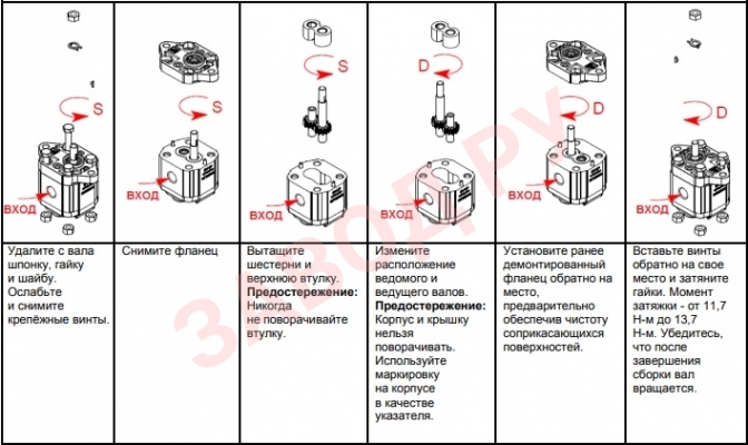 Изменение направления вращения гидронасоса Vivoil ХV-0Р (XP001 - XP017)