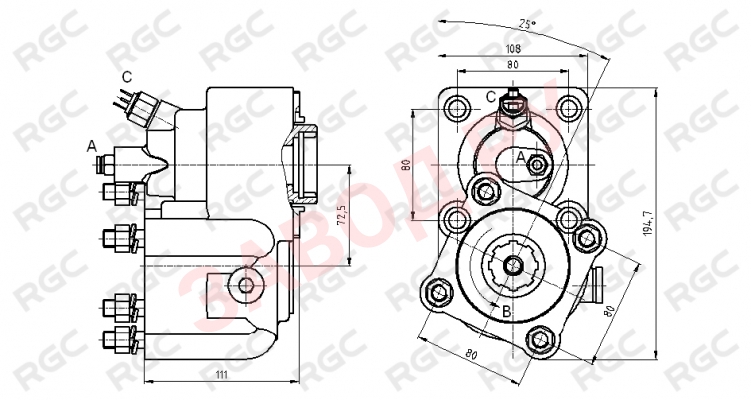 Габаритно-присоединительные размеры КОМ TF4038АМP ZF 