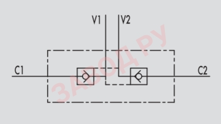 Гидравлическая схема гидрозамка 1/2 VBPDE/VBDE-G1/2MX