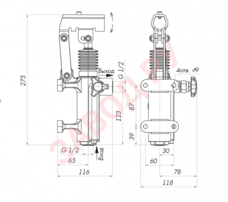 Присоединительные размеры насоса HP-50ES/РМ-50Р 