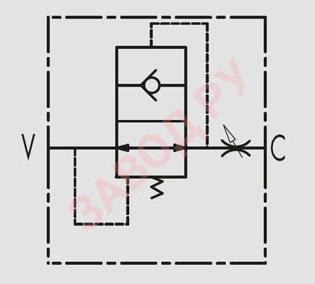 Гидравлическая схема противоразрывного клапана VUBA DIN 1/2 T15L (V0794)